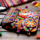 Jaipuri Handmade Embroidered Cotton Sling Bag Traditional Rajasthani Crossbody Bag with Tassels for Women